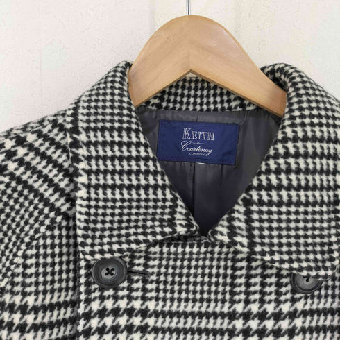 KEITH courtenay london   千鳥格子柄 ウールナイロン ダブル ステンカラーコート メンズ